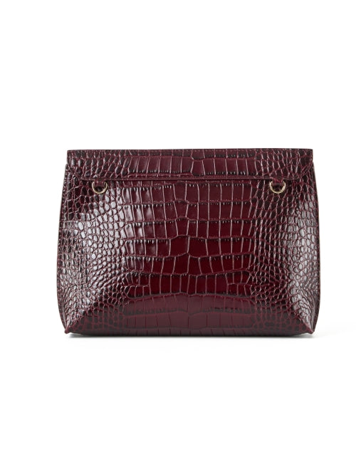 Stylist Burgundy Embossed Croc Leather Handbag