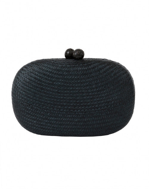 Olive Black Buntal Minaudiere with Sand Camelia