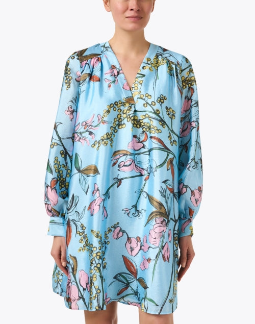 Blue Floral Print Dress