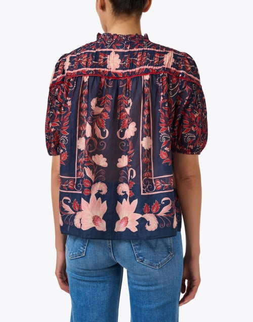 Navy and Pink Cotton Blouse