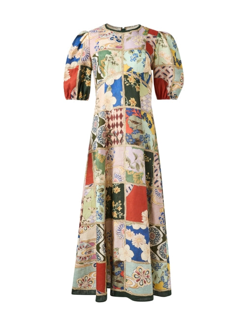 Bianca Multi Tile Print Linen Dress