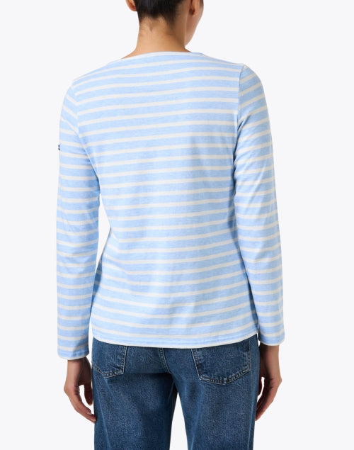 Minquidame Blue and Ivory Striped Cotton Top