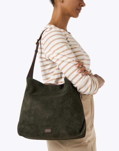 Brynn Olive Green Suede Hobo Bag