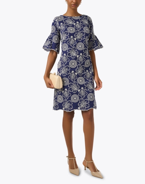 Navy Floral Embroidered Dress