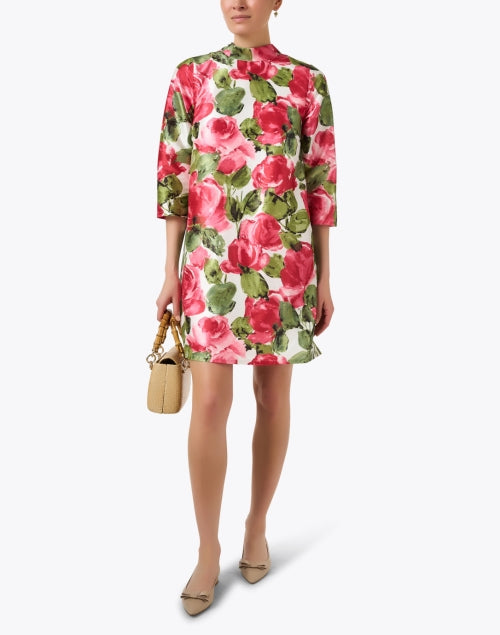 Diplomat Pink and Green Floral Print Dress