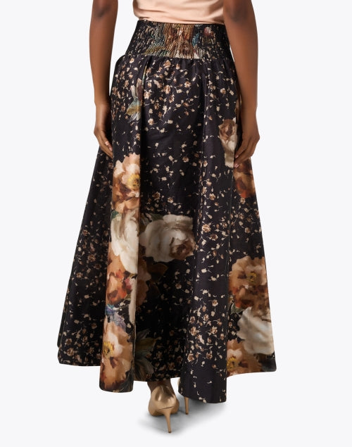 Dark Rose Print Taffeta Skirt