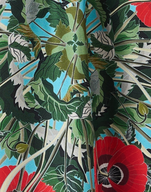 Blue and Red Print Silk Shirt