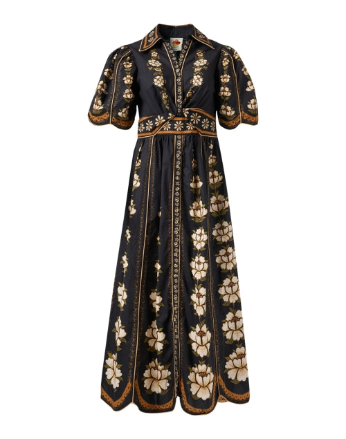 Black Multi Print Cotton Shirt Dress