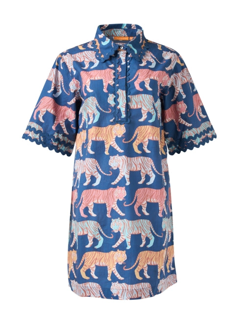 Raj Navy Tiger Print Cotton Dress
