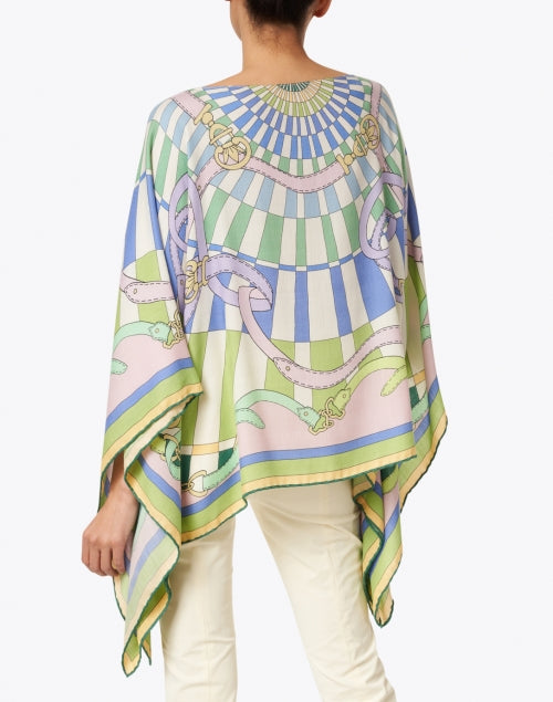 Firenze Green and Blue Silk Cashmere Poncho
