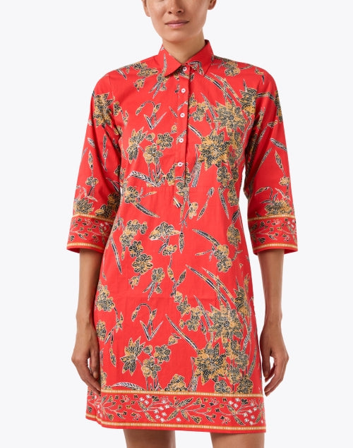 Charlie Red Floral Print Shirt Dress