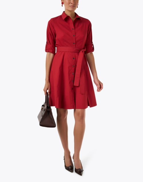 Short Lane Red Shirt Dress