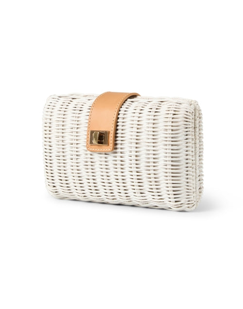 Lou White Wicker Clutch