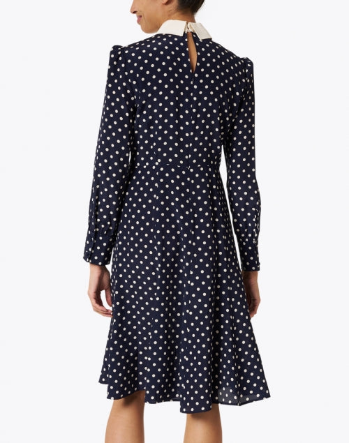 Mathilde Navy and Ivory Polka Dot Print Dress