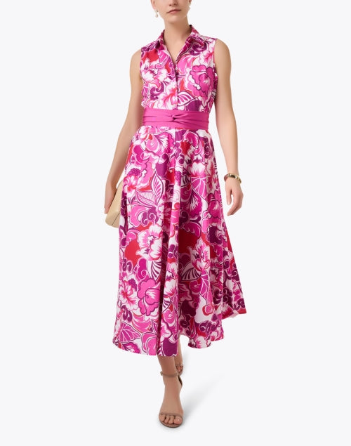 Caryl Pink Floral Print Cotton Dress