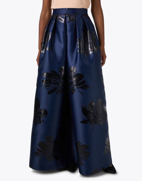Navy Metallic Floral Skirt