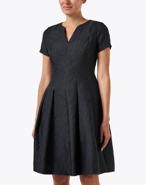 Black Jacquard Fit and Flare Dress