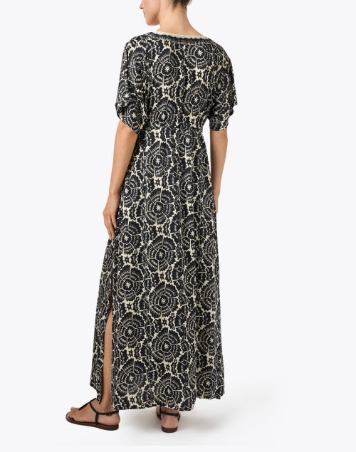 Pia Black and Ivory Print Kaftan