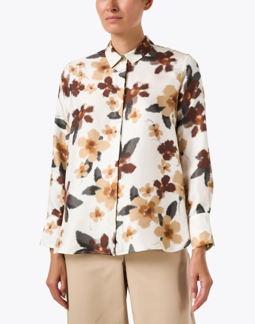 Multi Floral Print Silk Shirt