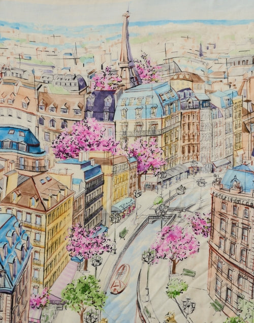 Paris Multi Print Silk Wool Scarf