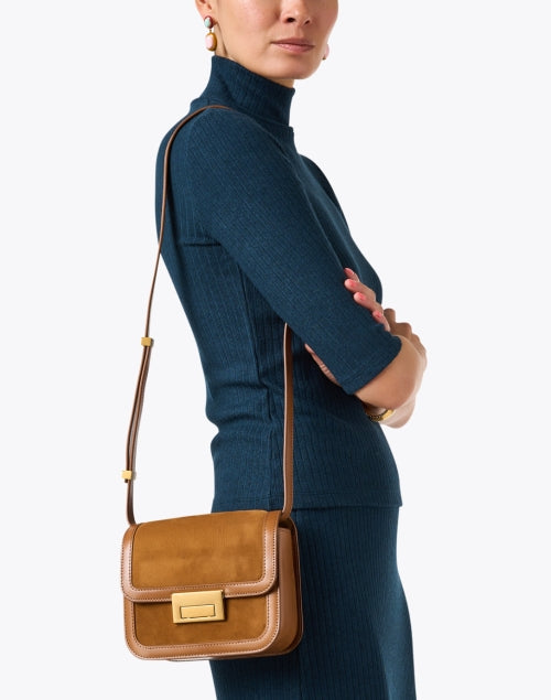 Desi Brown Suede Crossbody Bag