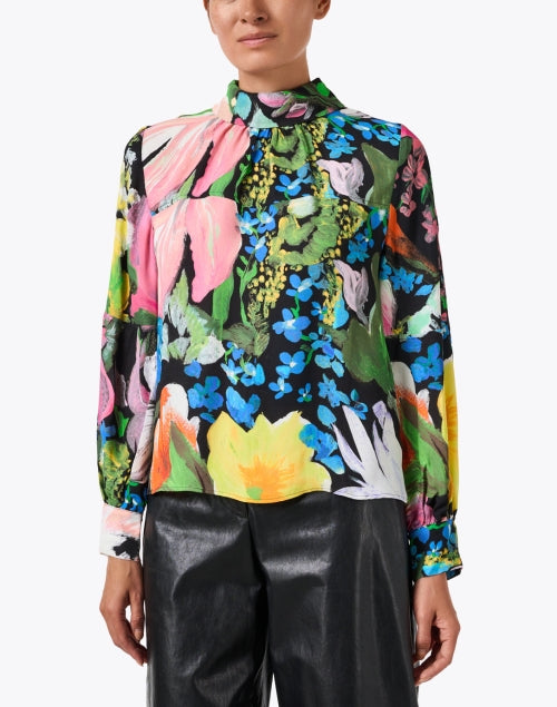 Black Multi Floral Print Top