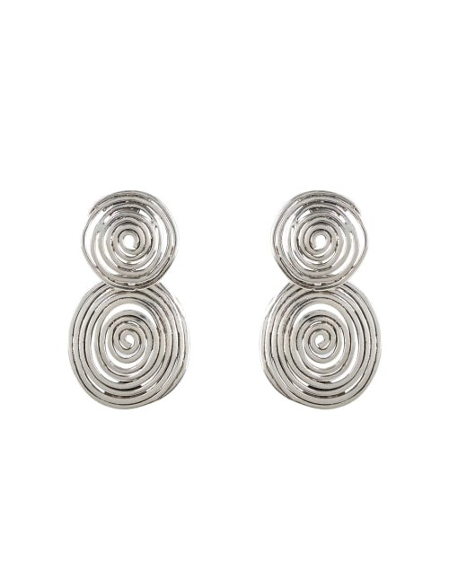 Silver Wave Swirl Circle Earrings