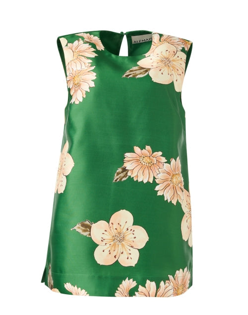 Green Floral Print Top