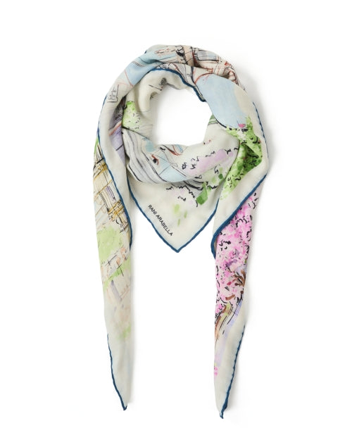 Paris Multi Print Silk Wool Scarf