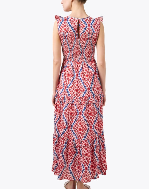 Iris Red and Blue Print Cotton Dress