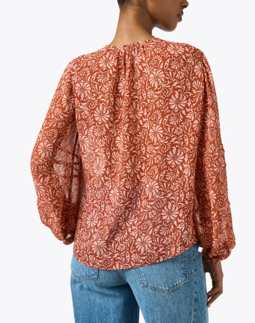 Calvin Red Floral Print Blouse