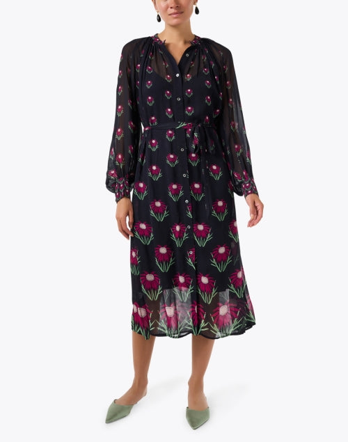 Mai Black Multi Print Georgette Dress