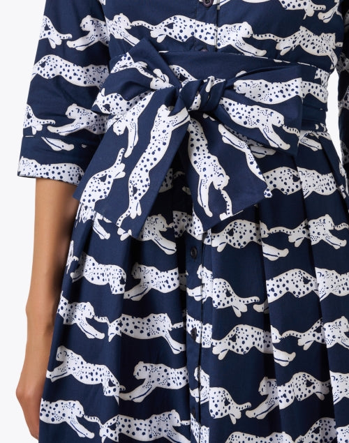 Audrey Navy Print Cotton Stretch Dress