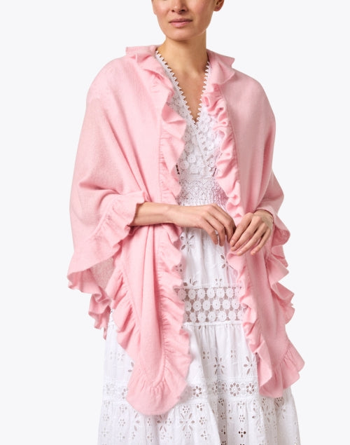Pink Cashmere Signature Ruffle Shawl