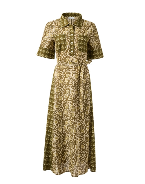 Green Multi Print Shirt Dress