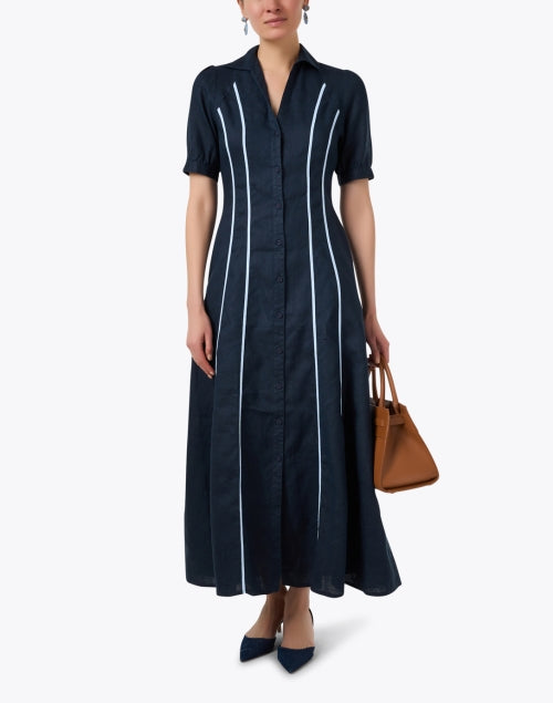 Navy Linen Shirt Dress