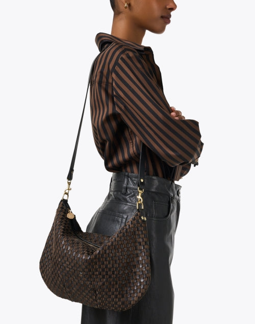 Moyen Black and Brown Woven Messenger Bag