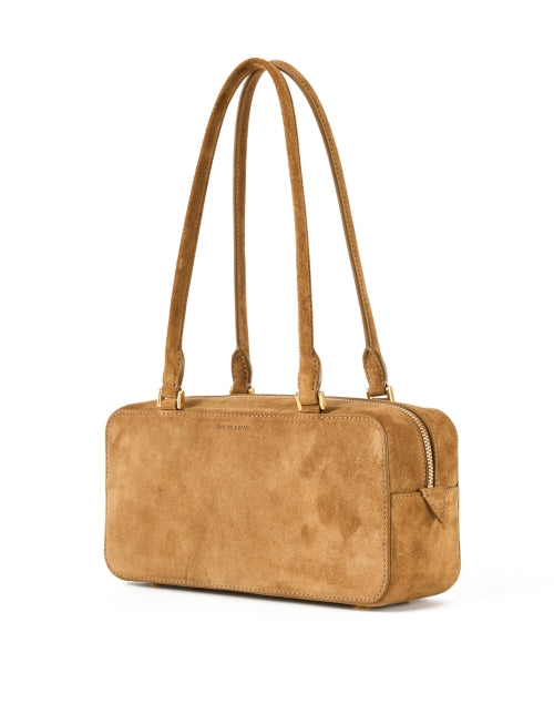 Boxy Tan Suede Shoulder Bag