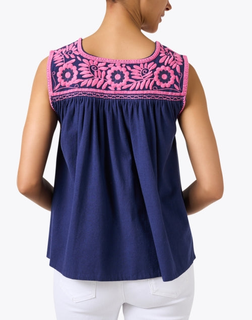 Jess Navy and Pink Embroidered Top