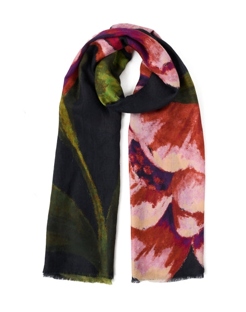 Black Floral Print Scarf