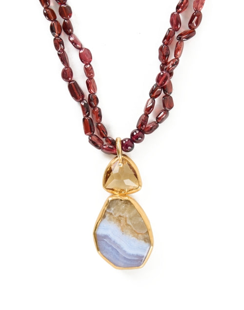 Garnet Beaded Pendant Necklace