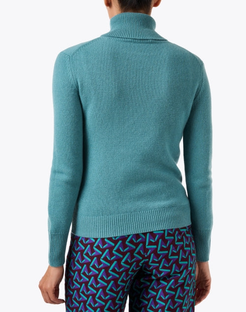 Teal Cashmere Turtleneck Sweater