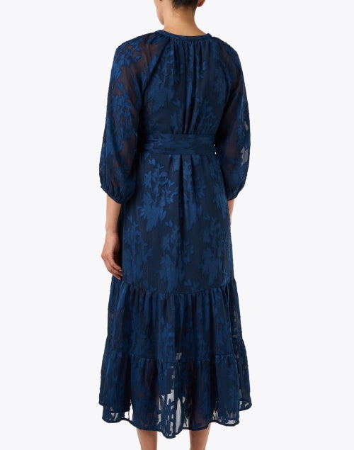 Elise Navy Burnout Chiffon Dress