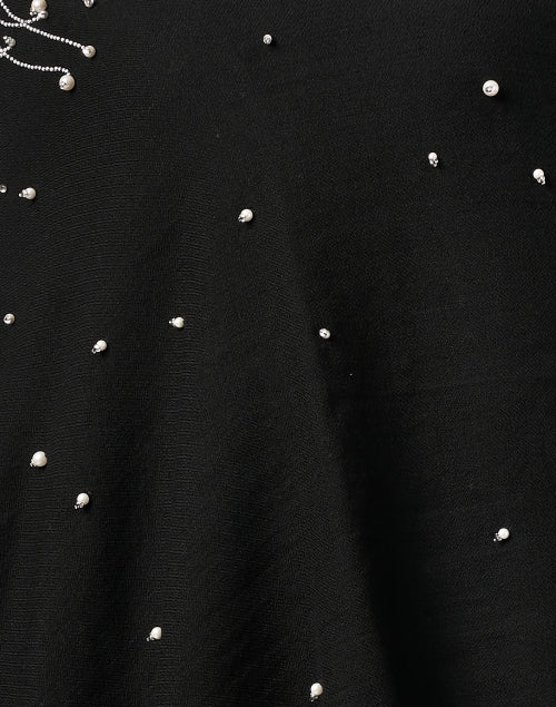 Black Embroidered Merino Wool Scarf