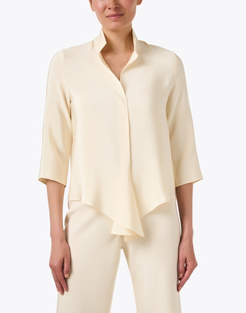 Ivory Silk Tie Front Top