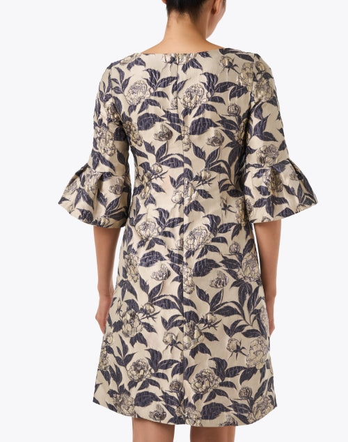 Navy and Gold Floral Shift Dress