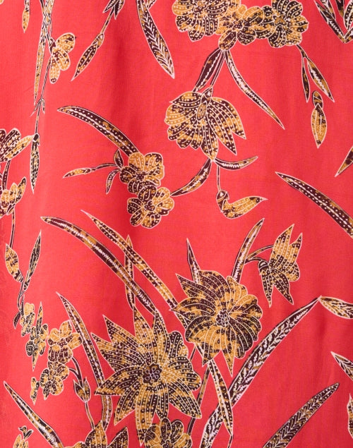 Red and Gold Floral Print Top