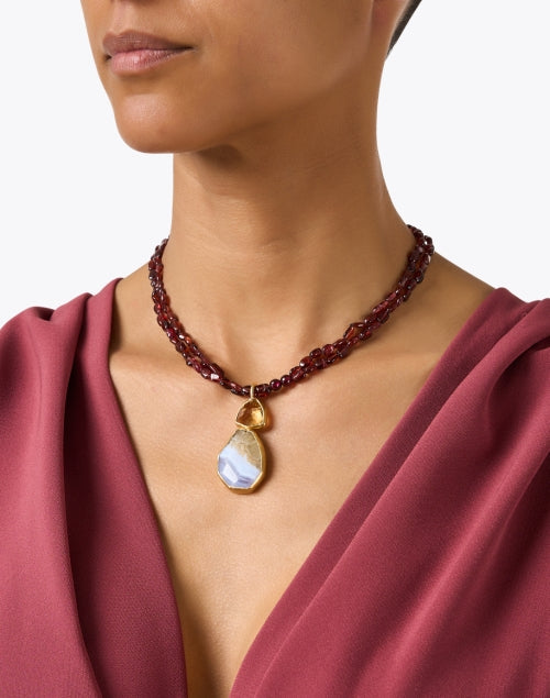 Garnet Beaded Pendant Necklace