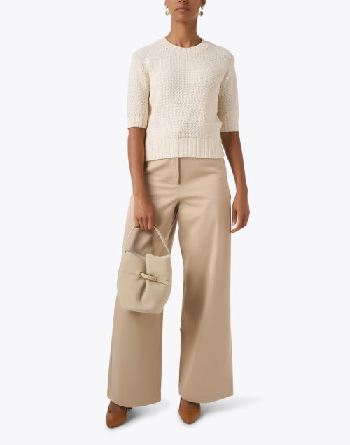 Cream Cotton Textured Sweater