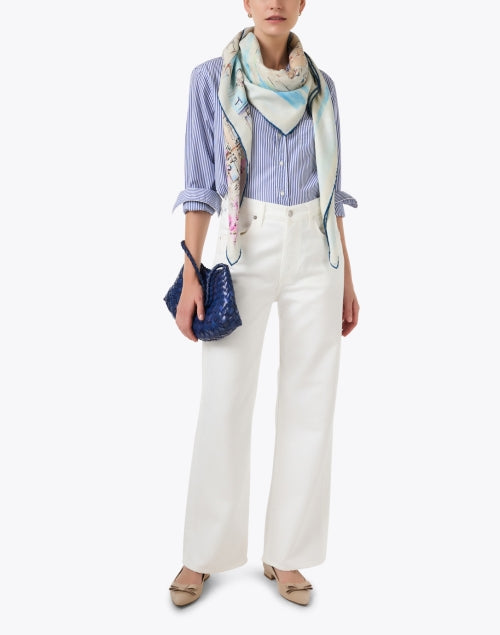 Rosanna Navy Woven Leather Shoulder Bag